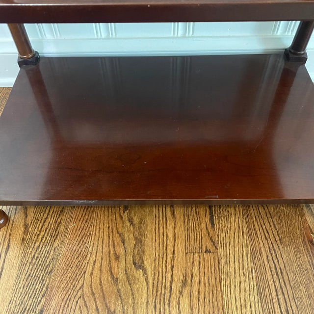 Coffee Vintage Late 20th Century Three-Tiered Bar Cart or Buffet Serving Table With Brass Pineapple Finials For Sale - Image 8 of 8