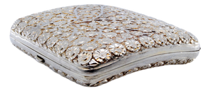 Curved Silver Cigarette Case with Flower and Branch Reliefs