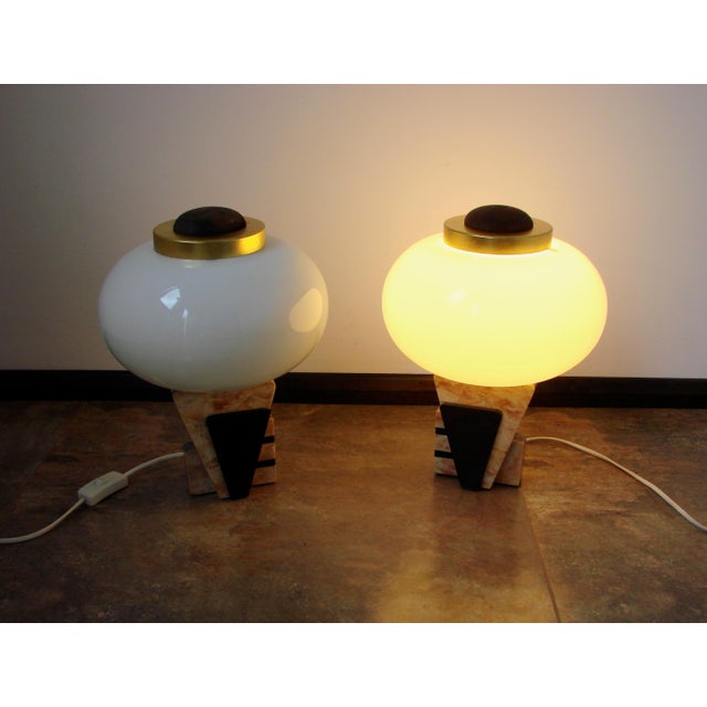 Art Deco Table Lamps, 1950s, Set of 2, in Good conditions. Designed 1950 to 1959 European Plug (up to 250V).The wiring of...