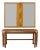 Oak Wall Mirror and Console Table Set With Parquet Top and Gold Trim For Sale