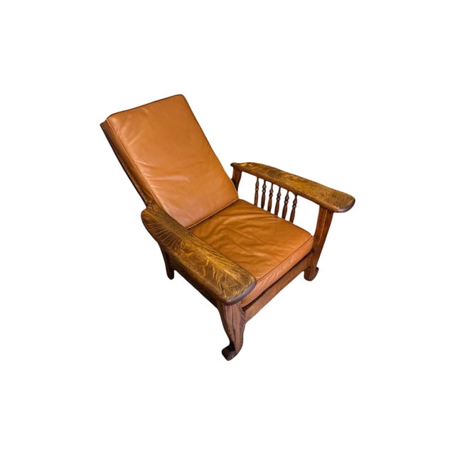 Brown Antique 1900's Mission Style - Morris Reclining Chair For Sale - Image 8 of 14
