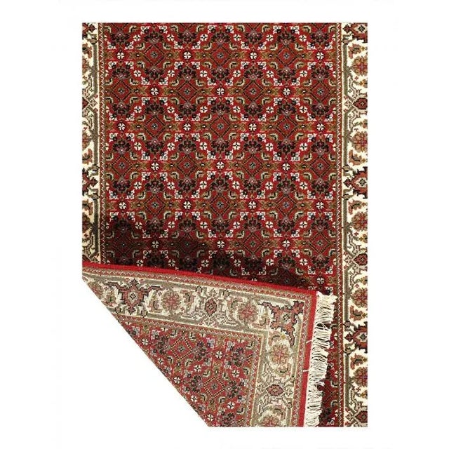 Traditional 2020s Pasargad Red Color Hand Knotted Silk & Wool Tabriz Rug For Sale - Image 3 of 4