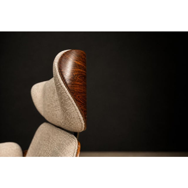 Wood Carlo Fongaro - Tall Dinamarquesa Swivel Chair in Rosewood & Chenille, 1960s For Sale - Image 7 of 18