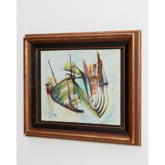 Mid 20th Century France Blue Wood Painting For Sale - Image 9 of 16