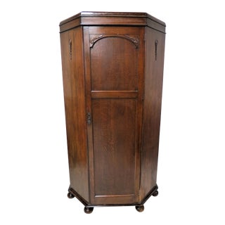 Antique English Hall Robe Wardrobe or Armoire With Bun Feet For Sale