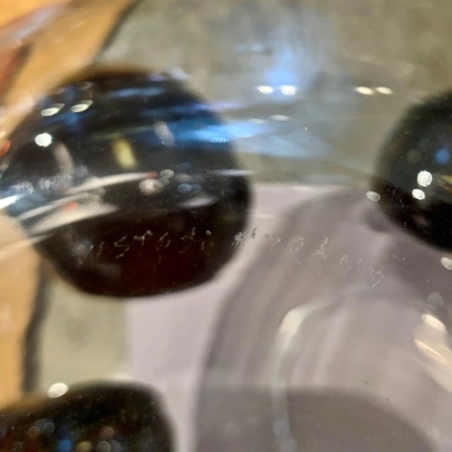 1980s Vistosi Post Modern Purple Wine Color & Crystal Murano Glass Round Vase For Sale - Image 9 of 12