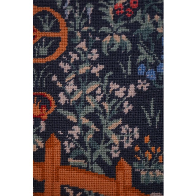 Gold Unicorn in Captivity Hand Stitched Needlepoint in Frame For Sale - Image 8 of 11