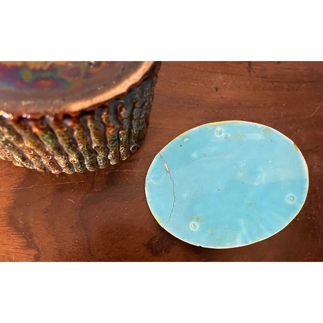 Antique 19th Century George Jones English Majolica Bamboo Faux Bois Oval Desk Box With White Dog Finial For Sale - Image 13 of 13