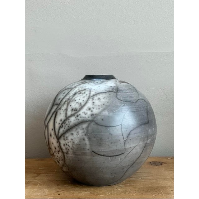 Vintage Original Raku Fired Studio Pottery Vase For Sale - Image 10 of 12