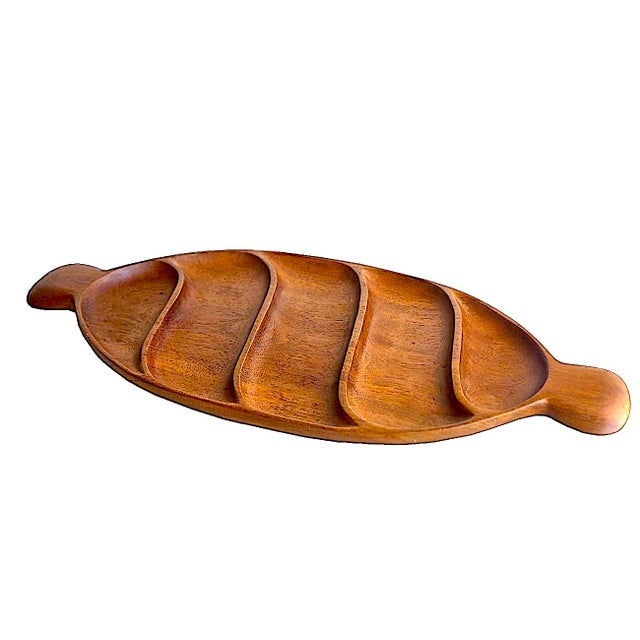 1960s Taverneau Wood Partitioned Tray/Platter Designed by Arthur Umanoff for Pantalcraft For Sale In Miami - Image 6 of 15