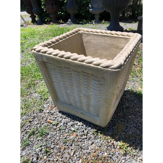 Vintage Cast Cement Basket Motife Planters A Pair Chairish