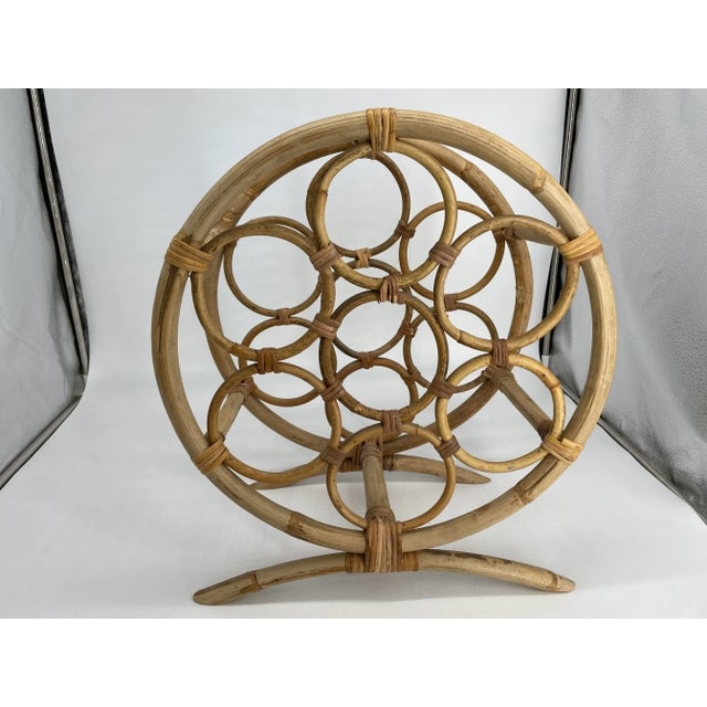 Boho Chic Rattan Wine Rack For Sale - Image 3 of 10