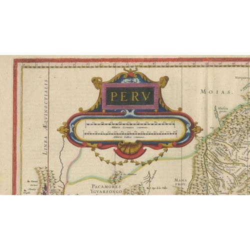 Antique Hand-Colored Map of Peru from Blaeu, 1642 For Sale - Image 4 of 9