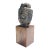 Vintage Asian Bronze Buddha Head on Wood Pedestal For Sale