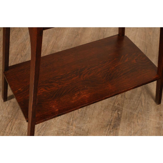 Antique Arts And Crafts Style Solid Oak Console Table With Drawer For Sale - Image 9 of 18