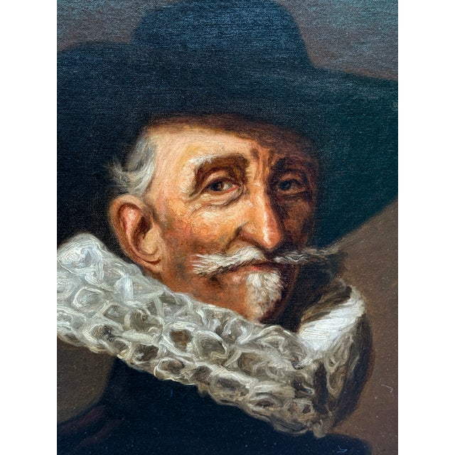 Figurative Antique Oil Painting After Frans Hals Portrait of Gentleman, Signed A. Hiller For Sale - Image 3 of 14