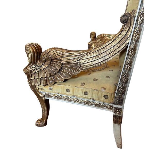 French Late 19th / Early 20th C Empire Style Parcel-Gilt and Painted Sofa For Sale - Image 3 of 7