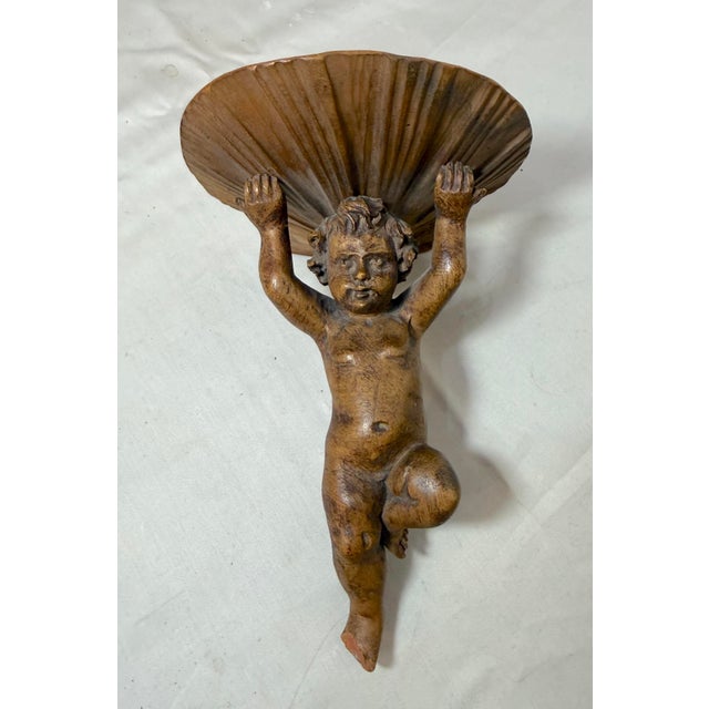 Victorian Antique Hand Carved 19th Century Victorian Putti Cherub Wall Shelf Sculpture For Sale - Image 3 of 11