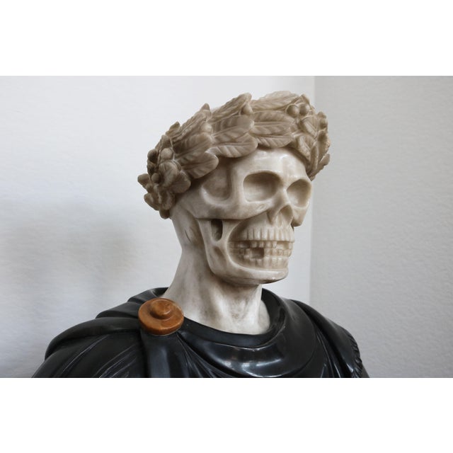 Black 19th Century Italian Roman Vanitas Bust Renaissance Revival Memento Mori Marble, 1890, Marble For Sale - Image 8 of 9
