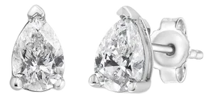 14K White Gold 3/4 Cttw Pear Shape Solitaire Lab Grown Diamond Stud Earrings (F-G Color, VS2-SI1 Clarity) - 2 Pieces
