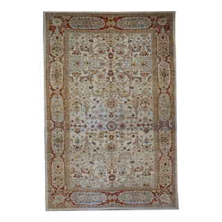 Persian Sultanabad Master Wool 15X22 Ivory, Tan & Rust Handmade Area Rug #1140065 For Sale