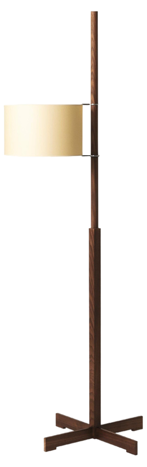 Beige and Walnut Wood TMM Floor Lamp by Miguel Milá