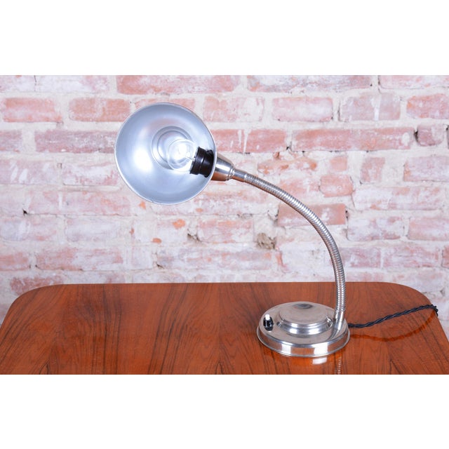 Czech Bauhaus Table Lamp in Chromed Steel and Aluminium by J. Vorel, 1930s For Sale - Image 6 of 13
