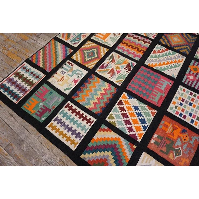 1930s Geometric Folk Art Multicolor Antique Tunisian Gafsa Flatweave Rug For Sale - Image 14 of 17