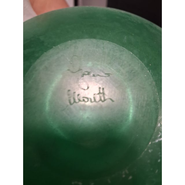 Glass 1980s Signed Franco Moretti Salvo Hand Blown Vase Emerald Green For Sale - Image 7 of 7