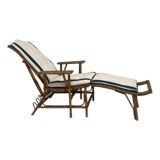 Vintage Rattan and Bamboo Chaise Lounge, 1940s For Sale