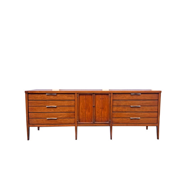 Vintage Mid Century Modern Long Lowboy Dresser or Credenza in Tuxedo Design by Lane, Attributed For Sale - Image 12 of 13