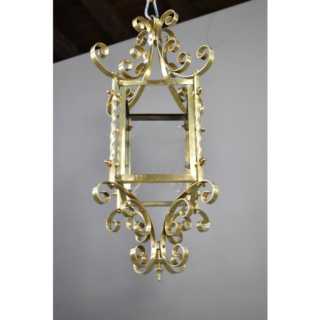 Large French Brass Lantern, 1920s For Sale - Image 3 of 18