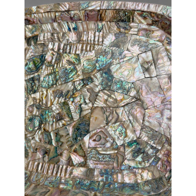 Silver Los Castillo Taxco Mexican Modernist Abalone, Mother of Pearl & Silvered Tray For Sale - Image 8 of 9
