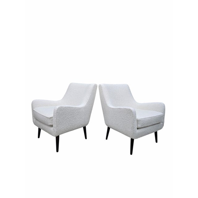 Mid 20th Century MCM Lounge Chairs Attributed to Charles Ramos, Newly Reupholstered - Pair For Sale - Image 5 of 11