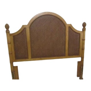 Full Headboard Wicker Rattan Tropical Coastal Style For Sale