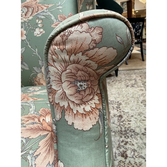 Textile Schumacher Upholstered Wingback Chair For Sale - Image 7 of 12