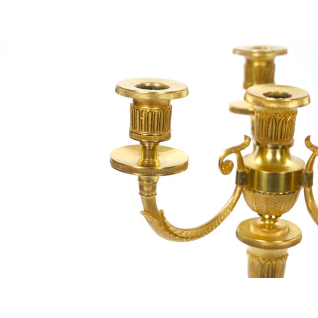 Pair 19th Century Italian Gilt Bronze Four-Light Candelabra Engraved Details For Sale In New York - Image 6 of 11