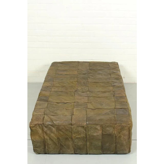 Mid-Century Brown Patchwork Leather Foot Stool, 1970s For Sale - Image 4 of 9
