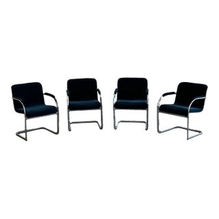 1970s Cantilevered Arm Chairs - Set of 4 For Sale