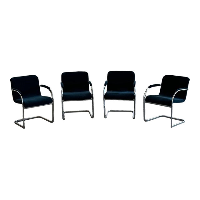 1970s Cantilevered Arm Chairs - Set of 4 For Sale
