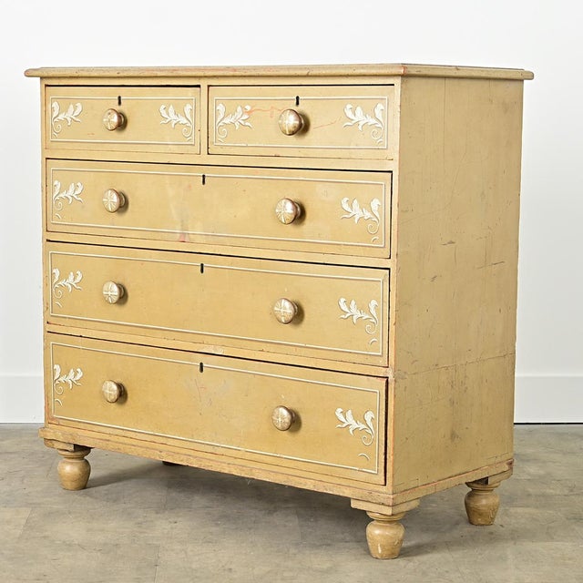 Cream English 19th Century Painted Chest of Drawers For Sale - Image 8 of 11