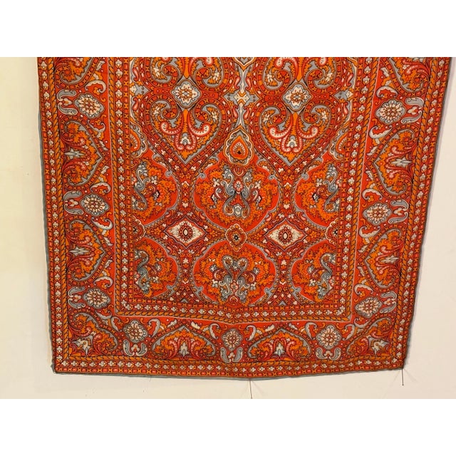 Vintage Paisley Silk Oblong Scarf in Orange colors For Sale - Image 10 of 12