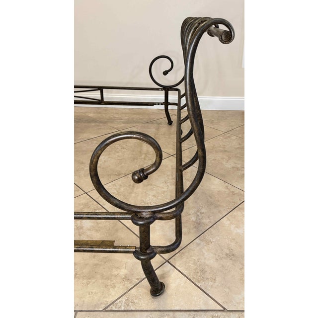Vintage Signed Brown Jordan "Autumn Guild" Wrought Iron Queen Sleigh Bed For Sale - Image 11 of 16