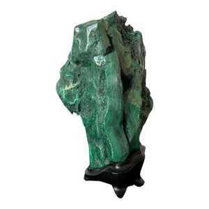 Large Malachite Rock on Display Stand Chinese Scholar Stone