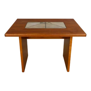 Scandinavian Modern Teak Rectangular Side Table or End Table With Lovely Tile Insert by Gangso Mobler