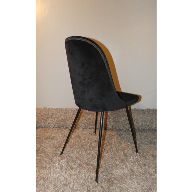 1960s Black Velvet Dining Chairs, Italy, 1960s, Set of 4 For Sale - Image 5 of 16