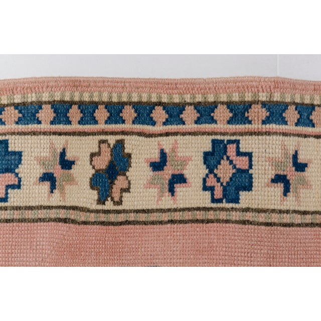 1960s 1960s Muted Terracotta & Navy Blue Medallion Rug, Hand-Knotted Wool Carpet For Sale - Image 5 of 10