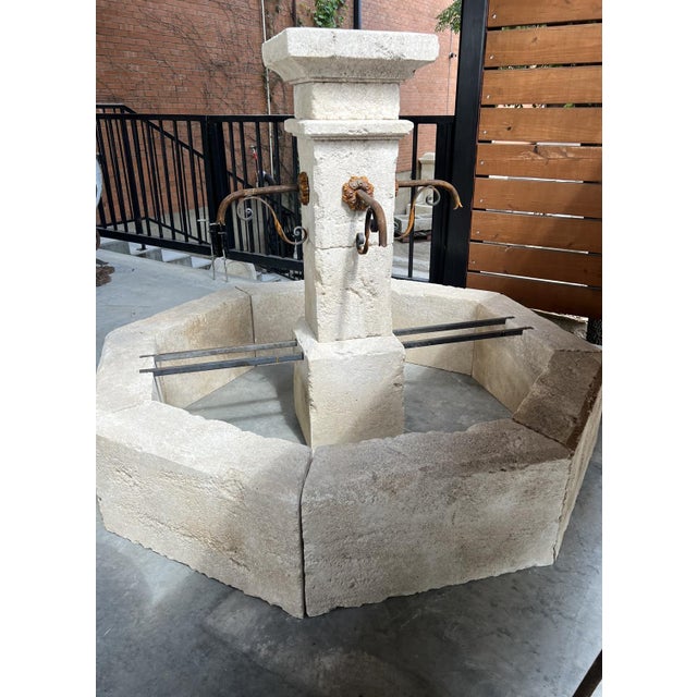 Metal Auriol French Limestone Octagonal Center Fountain From Provence For Sale - Image 7 of 12