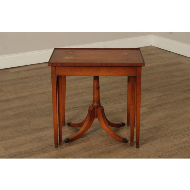 1930's Imperial Furniture Edwardian Set of Three Satinwood Nesting Tables For Sale - Image 12 of 12
