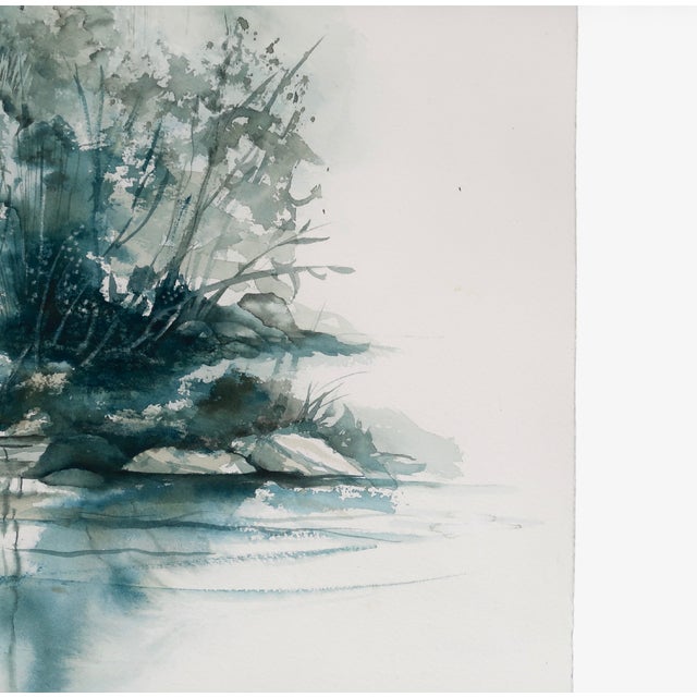 Late 20th Century Original Landscape Watercolor by Tulsa Artist Ellen Shannon – Tree, House & Reflection Scene For Sale - Image 14 of 15